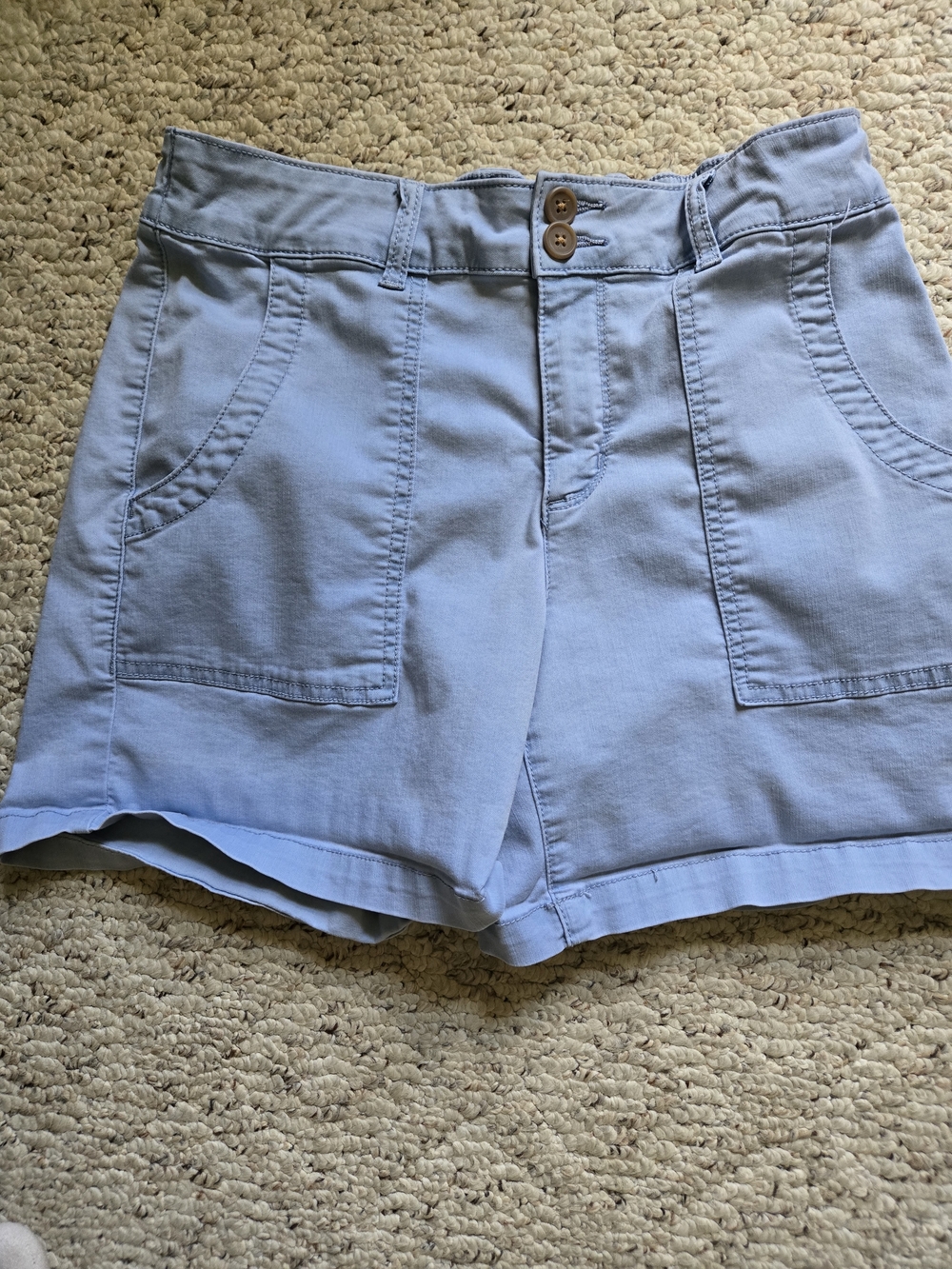 Sanctuary Light Blue High-Waist Utility Shorts